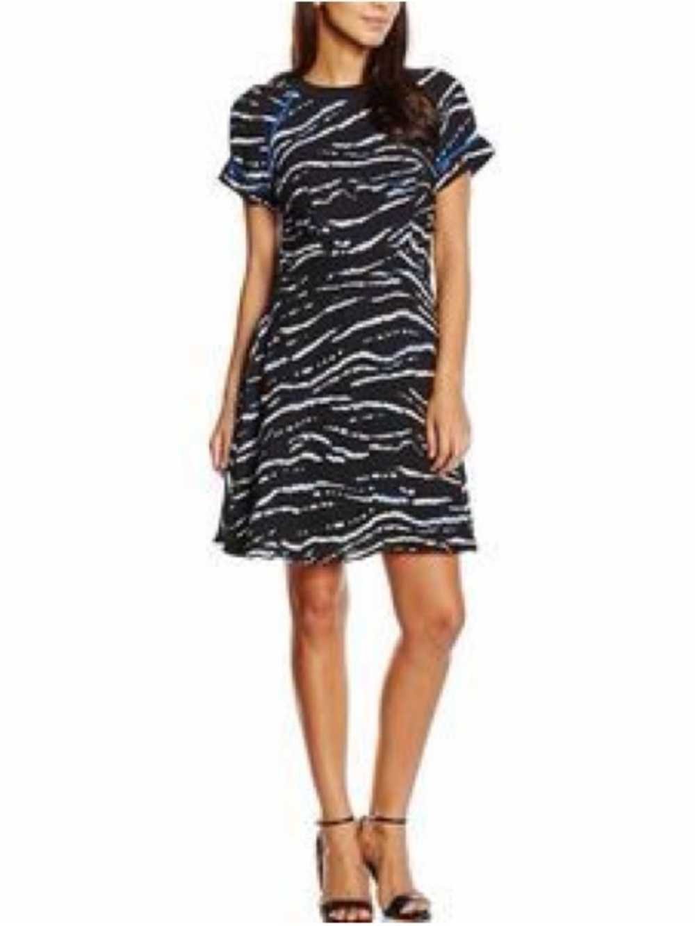 French Connection Women's Black Wave-Print Short Sleeve Dress